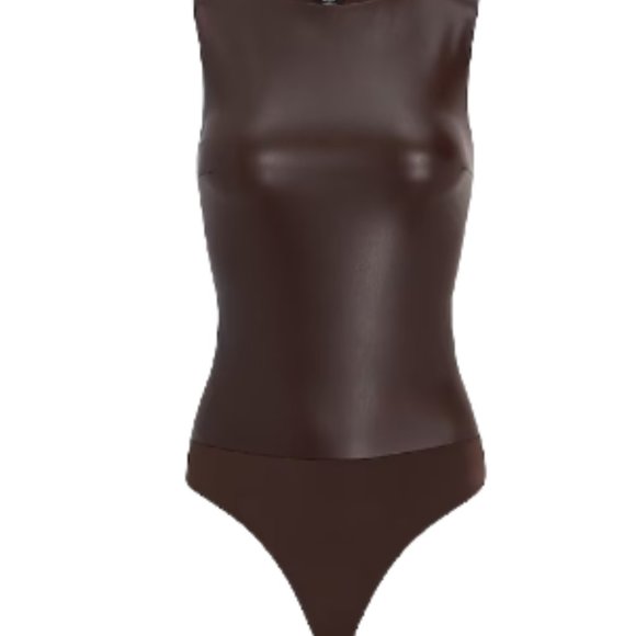 NWT Express Body Contour Faux Leather High Neck Bodysuit - Picture 2 of 7